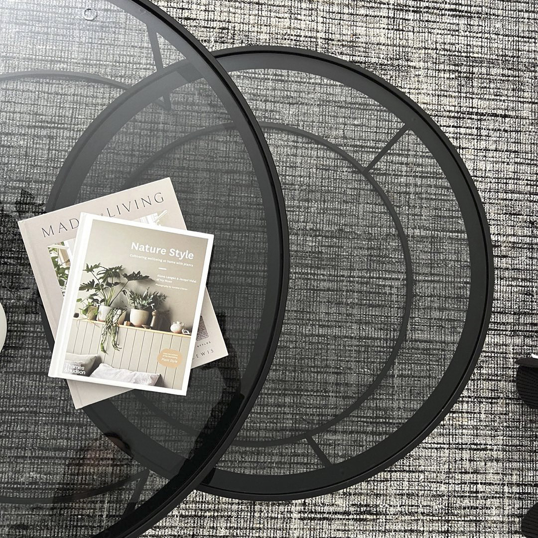 DEE - Round Nesting Table Set Tinted Glass 